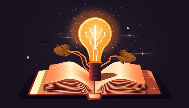 Book and lightbulb icon glowing together symbolizing the enlightening and transformative effects of education Generative ai