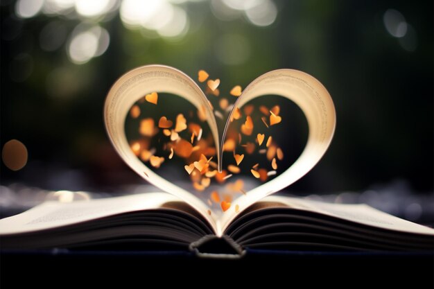 Book love heart cover passion for reading stories to cherish