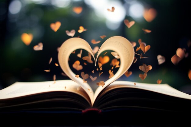 Book love heart cover passion for reading stories to cherish