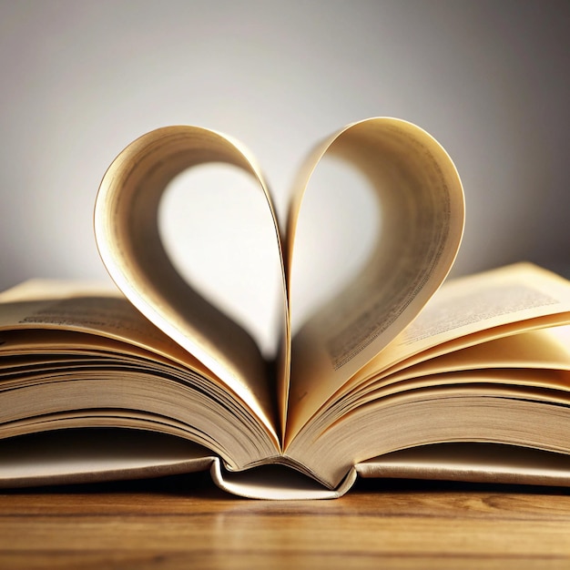 a book opened to a heart that has the pages of a heart on it