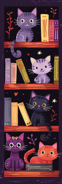 Photo a book shelf with books and a cat on the top