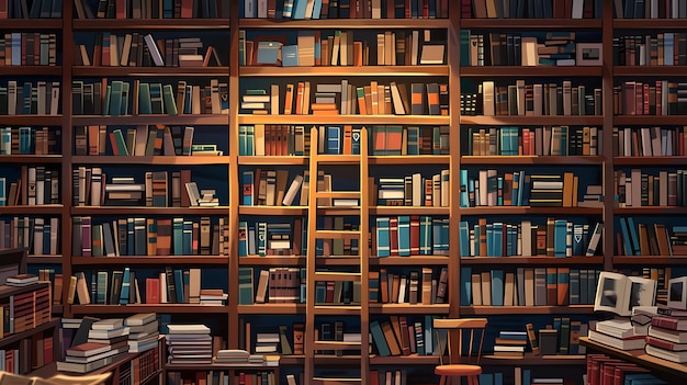 a book shelf with many books in it