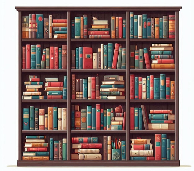 a book shelf with many books on it