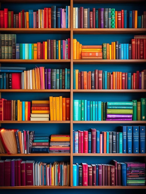 a book shelf with many books on it