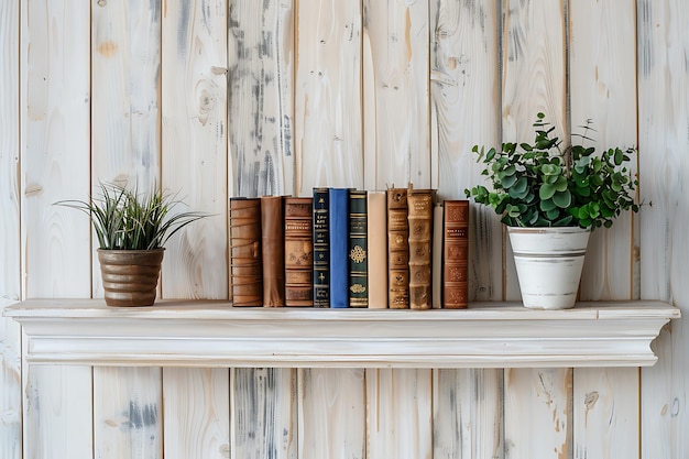 Photo a book on a shelf with a plant and a plant on it