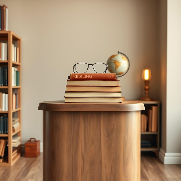 Photo a book on a table with a globe on top of it