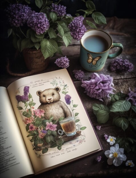 A book titled a bear with flowers on it