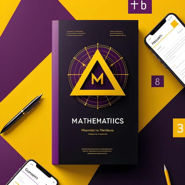 Photo a book titled maths sits on a yellow background