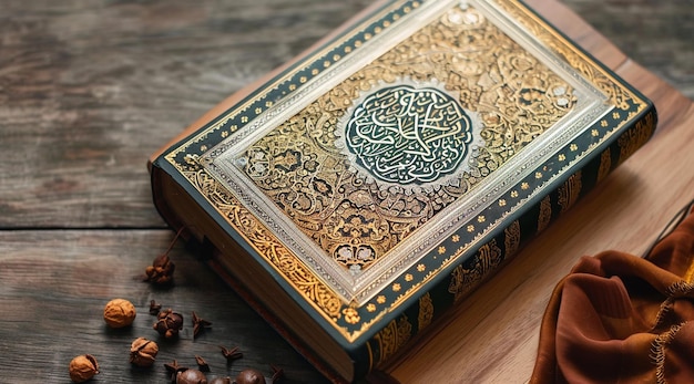 Photo a book with the arabic calligraphy on the cover