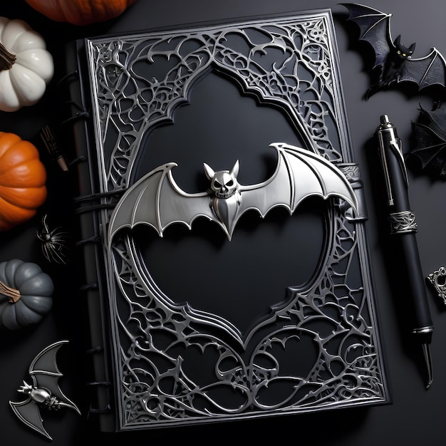 a book with a bat and a pen on it