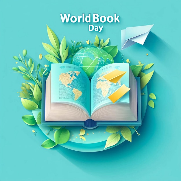 Photo a book with a blue background with a globe on the top