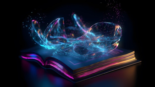 A book with a colorful light on it and a book with the word book on it