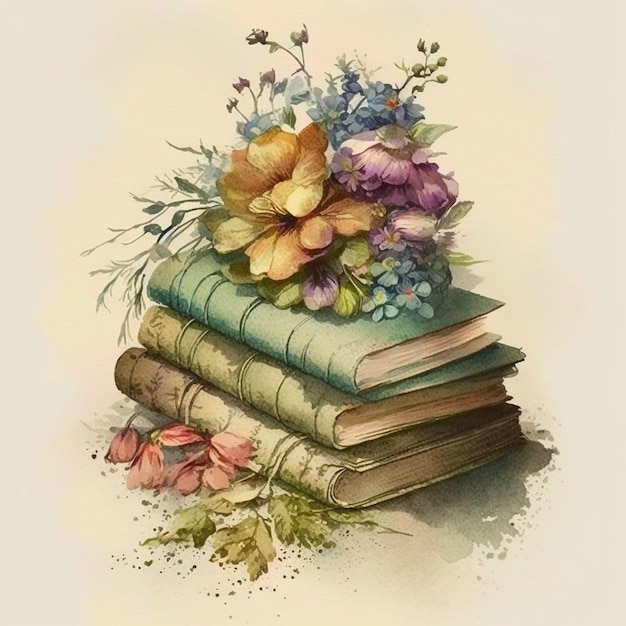 A book with a flower on it is titled " the book is titled "