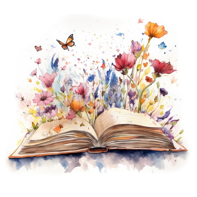 A book with flowers and butterflies