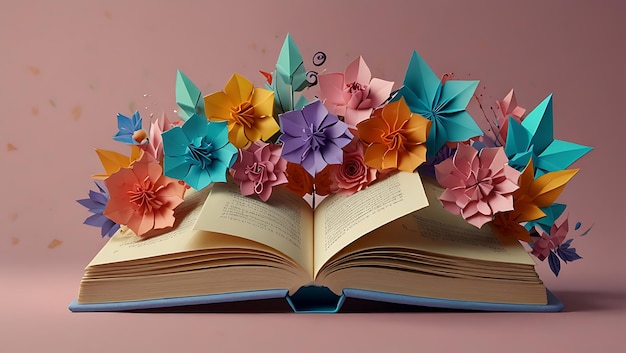 Photo a book with flowers on the top and the word  spring  on the top