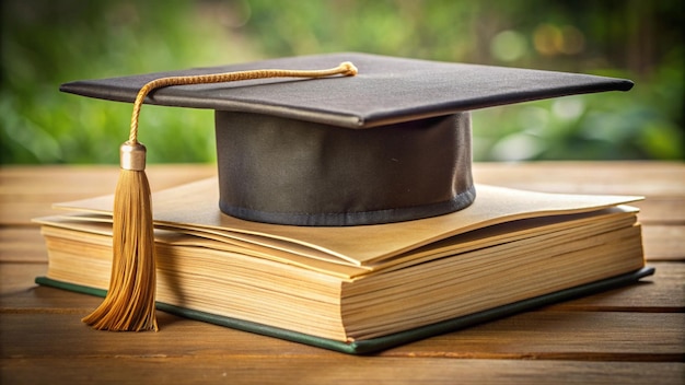 a book with a graduation cap on it and a book on top of it