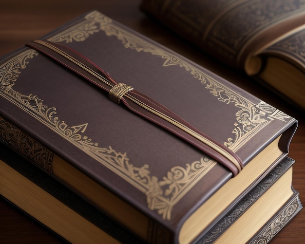 A book with a leather binding that says the title of the book.