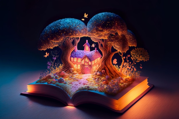 Book With Magic Glows In The Darkness Magical radiance