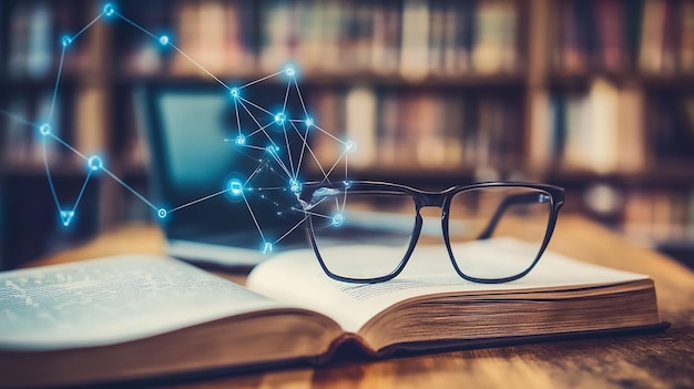 a book with a pair of glasses on the top of it and a book with a pair of glasses on the top