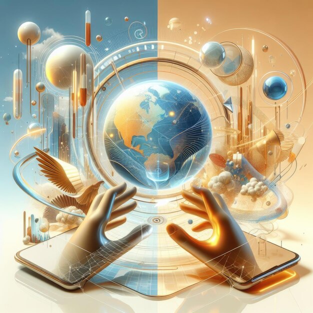 a book with a persons hands on it and a globe with the words quot touch quot on the screen