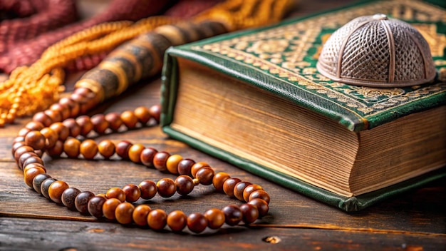 a book with a rosary on the top of it and a rosary on the top of it