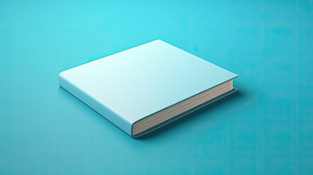 A book with a white cover on a blue background.