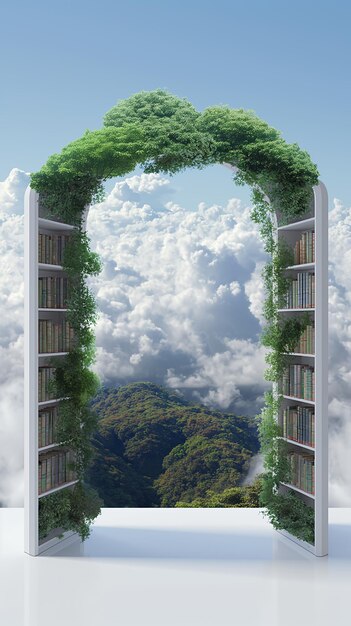 Photo bookcase gateway to nature