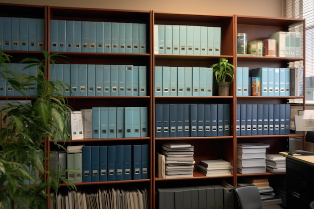 Bookfilled Room with Plant