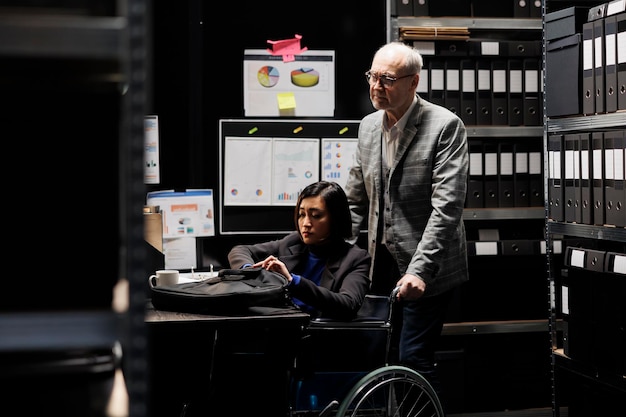 Bookkeeping businesswoman in wheelchair