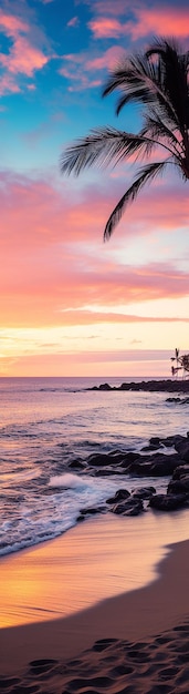 bookmark with illustration of sunset on the beach