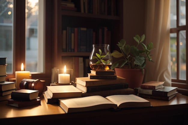 Books by the Window Cozy Reading Atmosphere