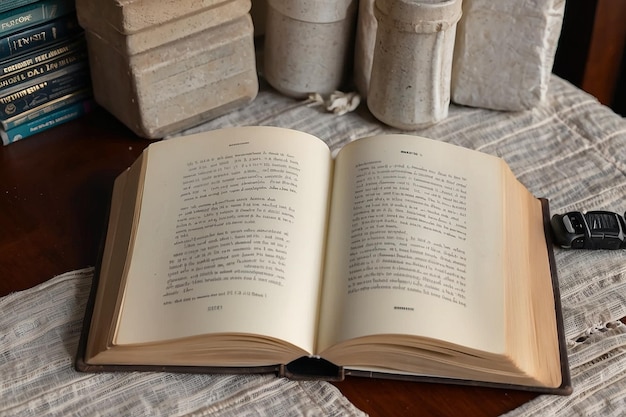 Books and cup of tea on table