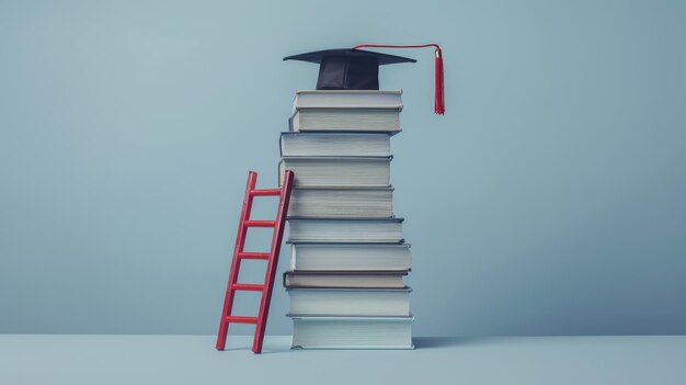 Photo the books and graduation cap