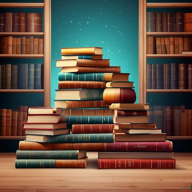 Books in Library Isolated on Transparent Background