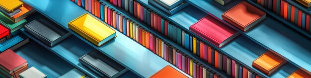 the books on the stairs are colorful and the color is a rainbow of colors