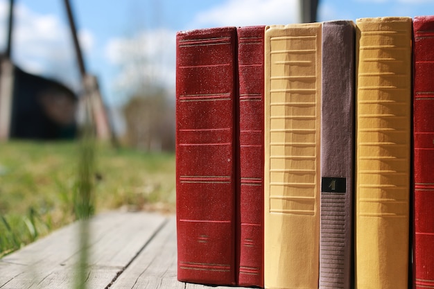 Books standing on a table