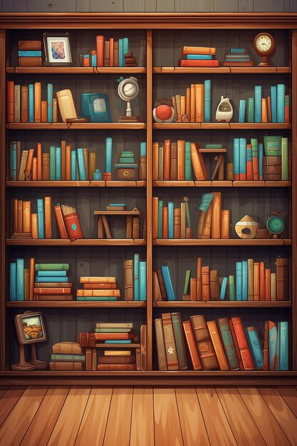 Bookshelf Cartoon