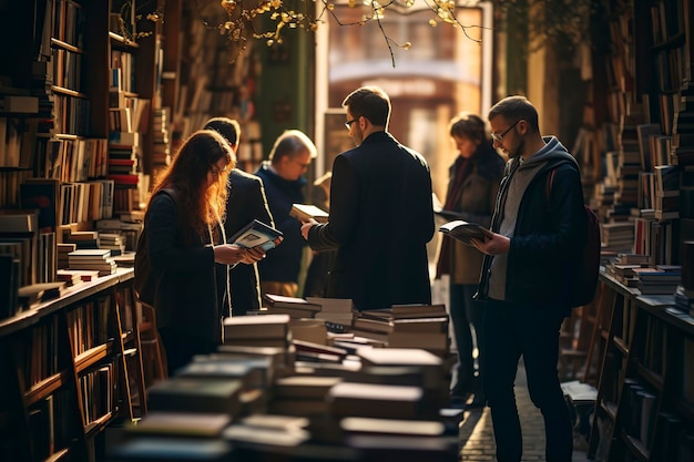 bookstore with customers choosing books