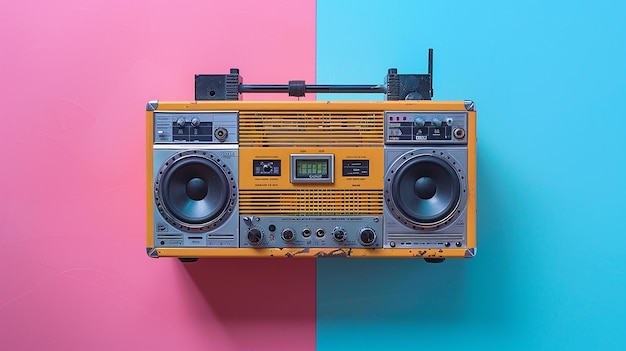 Boombox on Flat Color Background