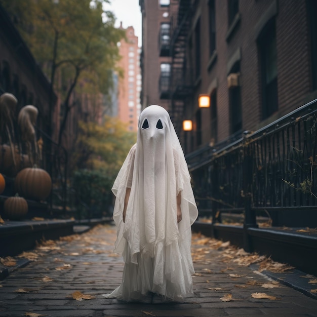 A Bootiful Night New York's Halloween Magic Worn by a Little Ghost Girl