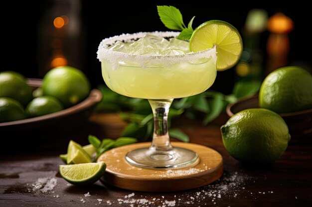 Boozy Refreshing Classic Margarita Cocktail with Salt and Lime