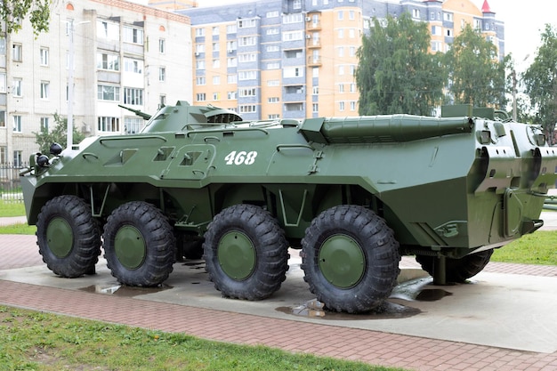 Bor Nizhny Novgorod area Russia 30 July 2020 Amphibious armoured personnel carrier BTR80