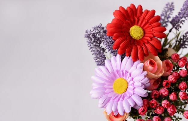 border banner with rose and lavender flowers 