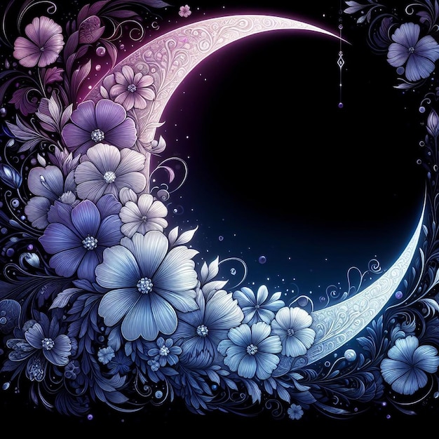 Photo border flower in a moon