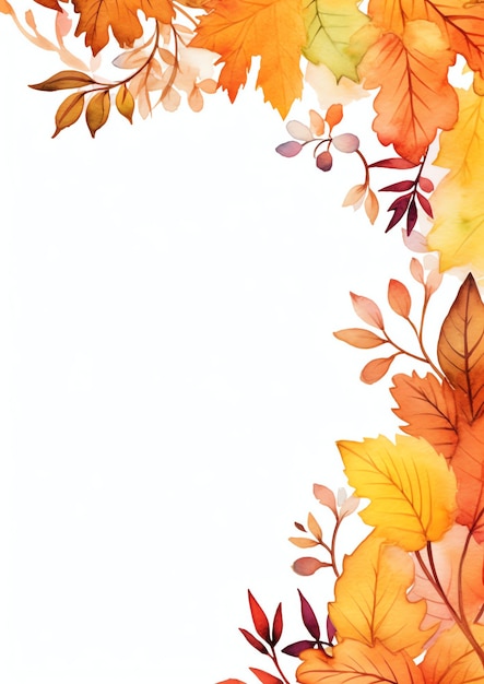 border made of intricately designed autumn leaves watercolor border frame