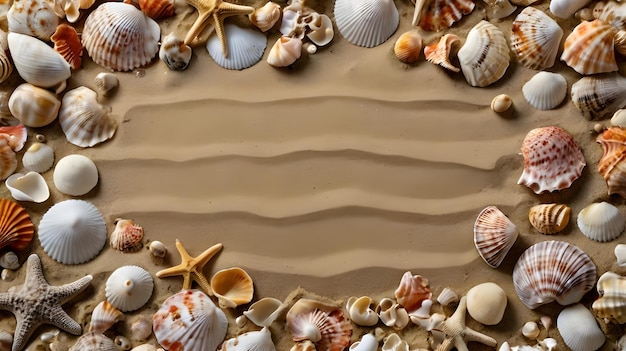 Photo a border of shells with a border that says sea shells