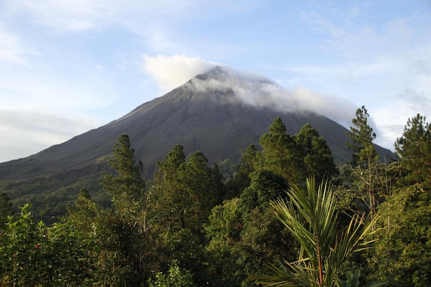 The border volcano in Monteverde covered by a cloud Costa Rica