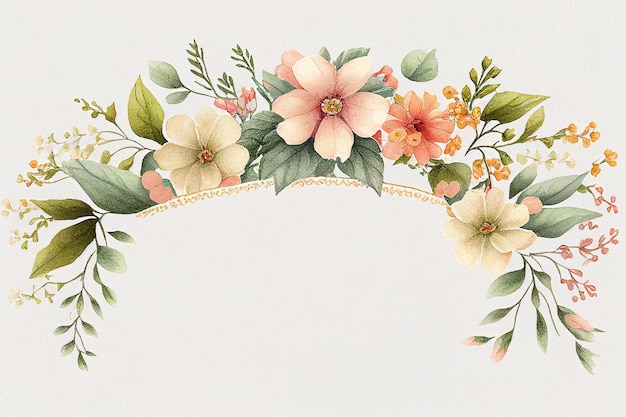 Border watercolor rose flowers background with space for text wedding design Generative AI