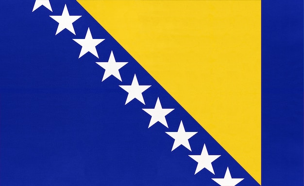 Bosnia and Herzegovina national fabric flag textile background ,