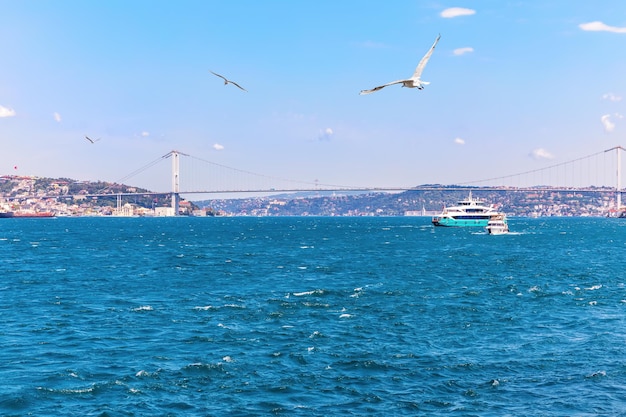 The Bosphorus view the Bridge and the Ortakoy Mosque Istanbul